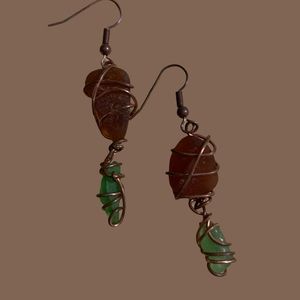 Wired Earrings with Sea Glass